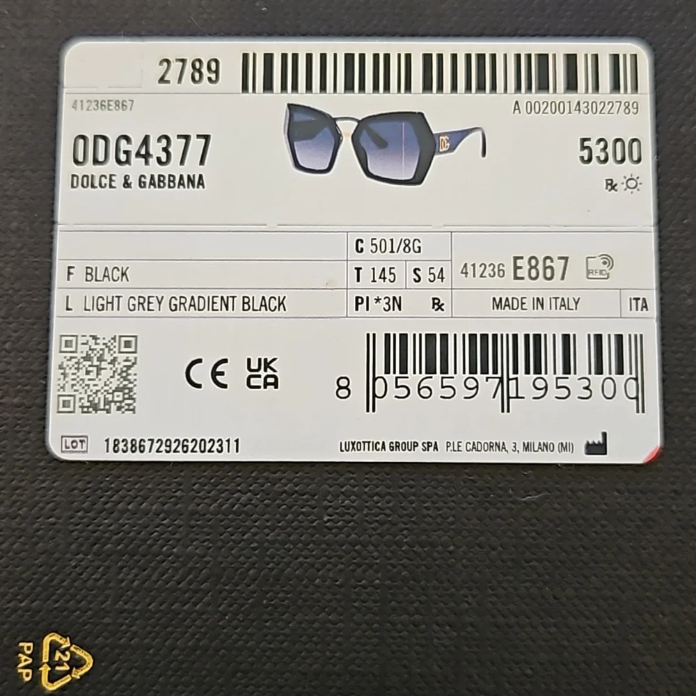 Dolce & Gabbana Black and Gold Sunglasses with Box, Case, Pouch,Care Booklet - Picture 11 of 13